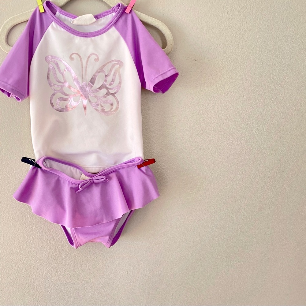 24 m Shiny Purple Butterfly Two Piece Swimsuit